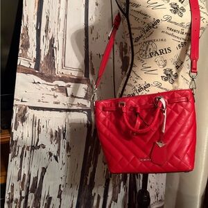 Micheal Kors Red Quilted Shoulder Bag